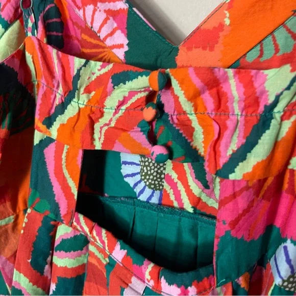 Farm Rio Pleated Palm Midi Dress Tropical - Picture 14 of 16